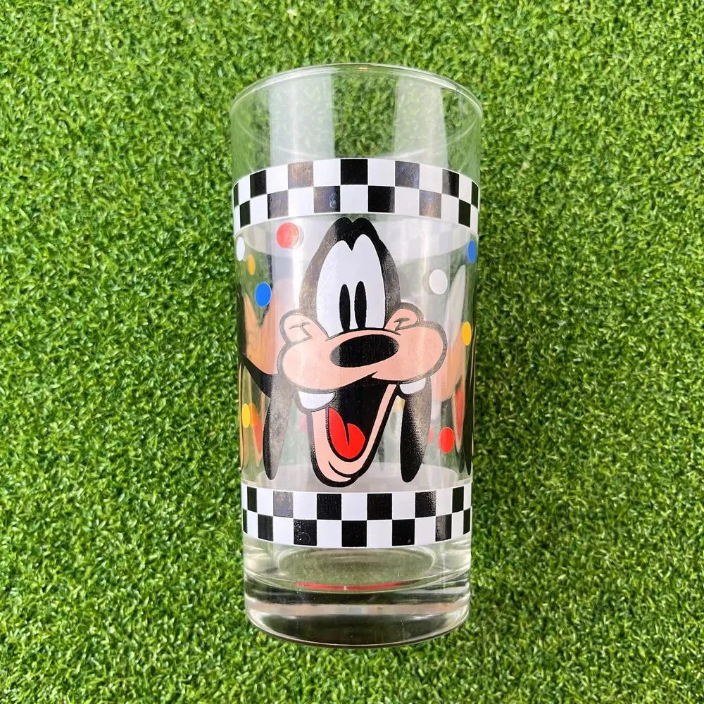 Vintage Anchor Hocking Walt Disney Company Goofy Checkerboard Drinking Glass